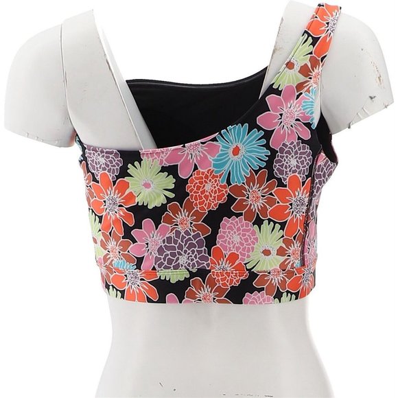 NWT WVVY BT FITTY BRITTTTY POWER ONE SHOULDER BRA BLACK FLORAL PRINT MEDIUM - Picture 5 of 12